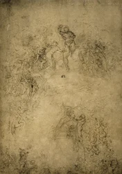 Preparatory sketch for the Last Judgment in the Sistine Chapel (drawing by Michelangelo)